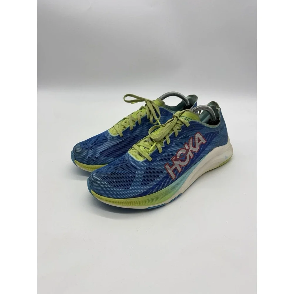 Hoka Cielo Road Running Shoes W 11.5 M 10 Blue‎ Neon Green Lightweight Mesh